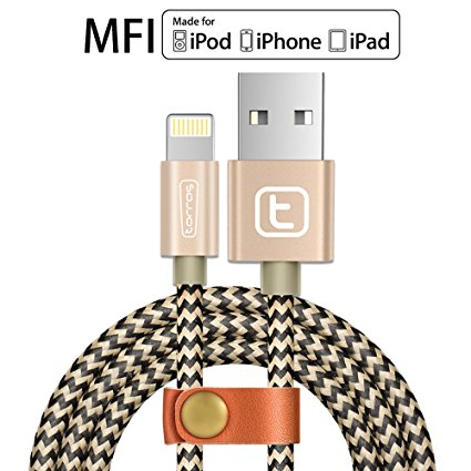【Apple MFI Certified】Apple iPhone Charger Lightning Cable,TORRAS@ 3.3Ft Braided Fast Apple iPhone Charging Cable USB Syncing Charging Cord for iPhone 7 6 6s plus 5s 5,iPad Air Mini,iPod Nano -Gold