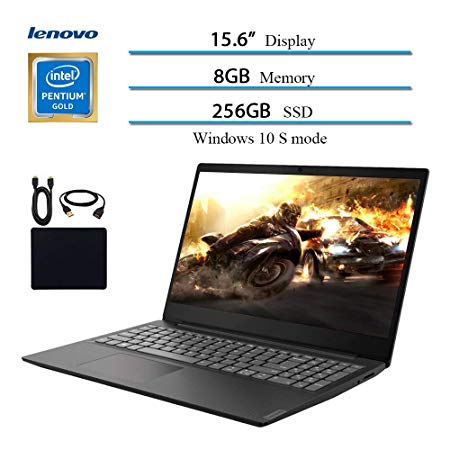 2019 Newest Lenovo 15.6" Laptop Computer, Intel Pentium Gold 5405U, 2.3GHz, 8GB DDR4 RAM, 256GB SSD, WiFi, Bluetooth, USB 3.1, HDMI, Windows 10 w/ Hesvap Accessories