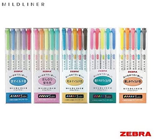 Zebra Mildliner - FULL 25 Colour Set (Includes New WKT7-N-5C & WKT7-5C-HC Sets)