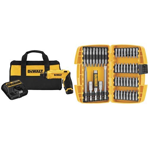 DEWALT DCF680N1 8V Gyroscopic Screwdriver 1-Battery Kit with DEWALT DW2166 45 Piece Screwdriving Set with Tough Case