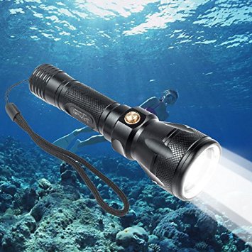 TurnRaise Scuba Dive LED Flashlight 1200Lumen XM-L2 Underwater Torch 100m Waterproof Submarine Light Tactical Lamp (Battery & Charger Not Included)