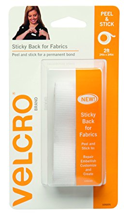 VELCRO Brand - Sticky Back for Fabrics: No sewing needed - 24" x 3/4" Tape - White