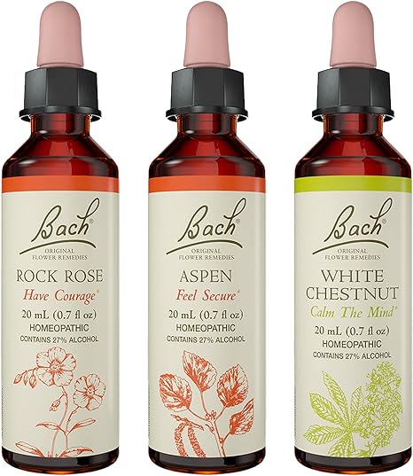Bach Original Flower Remedies 3-Pack,"Sweet Dreams" - Aspen, White Chestnut, Rock Rose, Homeopathic Flower Essences, Vegan, 20mL Dropper x3