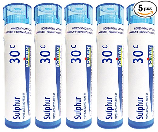 Boiron Sulphur 30C (Pack of 5), Homeopathic Medicine for Skin Rash