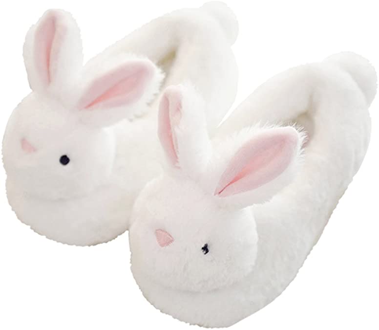 HALLUCI Women's Happy Bunny Closed Back Style Cozy Fleece Memory Foam House Trick Treat Halloween Slippers