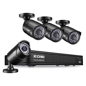 ZOSI 1080P PoE Security Camera System 8 Channel, Surveillance NVR Recorder (No HDD) and (4) 2MP 1920x1080p CCTV Bullet IP Camera Outdoor/Indoor with 100ft Long Night Vision