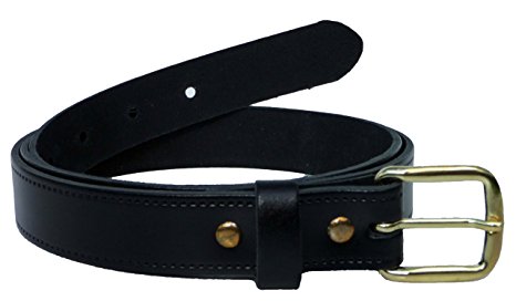 Mens Ladies 1" Wide Plain Black Real Leather Belt Made In England