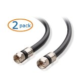Cable Matters 2-Pack CL2 In-Wall Rated CM Quad Shielded RG6 Coaxial Patch Cable in Black 50 Feet