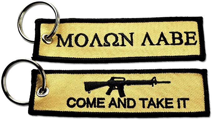 Bastion MOLON LABE COME AND TAKE IT NEW TACTICAL EMBROIDERED KEY CHAIN KEY TAG ACU