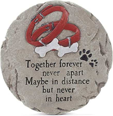 Transpac Together Forever Never Apart Red Dog Leash 10 x 10 Cement Memorial Outdoor Garden Stone