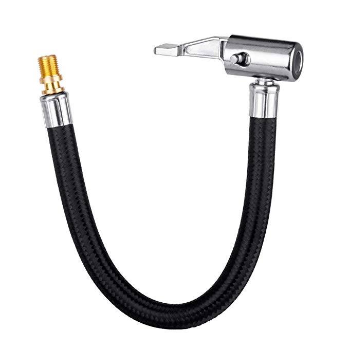 LUMITECO Locking Air Chuck with Air Hose and Standard Tire Valve Fine Thread, Air Inflator Hose Adapter for Twist On Convert to Lock On Connection