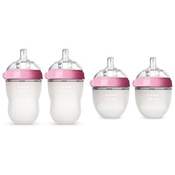 Comotomo Baby Bottle Starter Set, Pink (Two 8-Ounce, Two 5-Ounce)