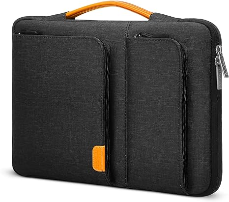 MOSISO 360 Protective Laptop Sleeve Compatible with MacBook Air/Pro, 13-13.3 inch Notebook, Compatible with MacBook Pro 14 M3 M2 M1 2023-2021, Side Open Bag with 2 Accessory Pockets&Handle&Belt, Black