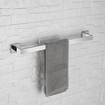 LuckIn Towel Bar Stainless Steel 24-Inch Square Towels Holder Rack Wall Mounted for Bathroom Shower Kitchen, Chrome Polished