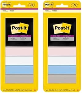 Post-it Super Sticky Notes, 3x3 in, Simply Serene Collection, 5 Pads/Pack (3321-5SSNE) (Pack of 2)