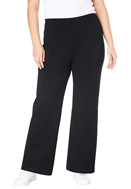 Woman Within Women's Plus Size Stretch Cotton Wide Leg Pant