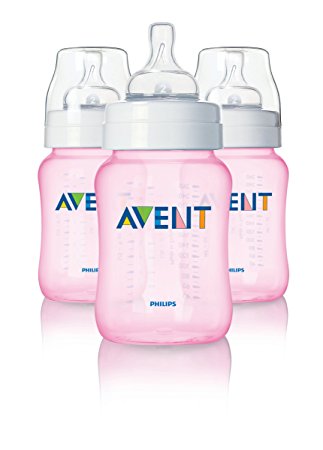 Philips Avent BPA Free Classic Polypropylene Bottle, Pink, 9 Ounce, 3 Count (Discontinued by Manufacturer)