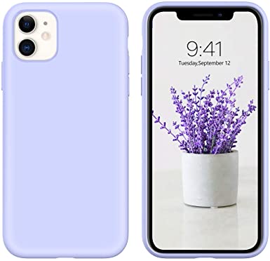 iPhone 11 Case, DUEDUE Liquid Silicone Soft Gel Rubber Slim Cover with Microfiber Cloth Lining Shockproof Full Body Protective Anti Scratch Case for iPhone 11 6.1 for Women Men, Purple