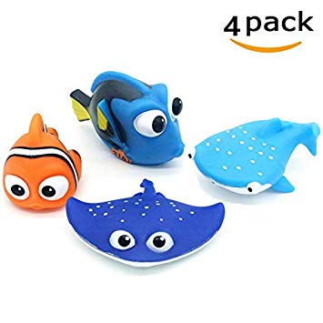 ALLCELE Baby Bath Toys，Finding Dory Nemo Squirt Toys for Baby &Toddler Toys Shower and Swimming 4pcs