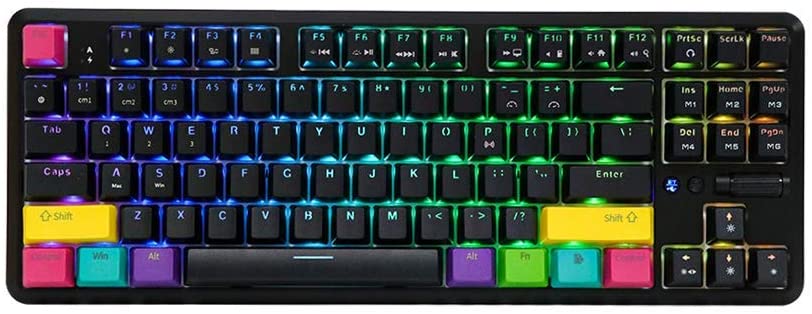 EPOMAKER K870T Hot Swappable 87 Keys Bluetooth Wired/Wireless Mechanical Keyboard with RGB Backlit, Type C Cable, 2000mAh Battery, Wheel Button Control for Game/Office (Ajazz Hotswap Brown, Black)