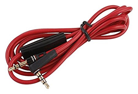 Vrlinking 8767 Replacement 3.5 mm Right Angle AUX Audio Cable Cord for Dr. Dre Headphones Bose Monster Solo Beats Studio Speakers with Mic 1.2 m, 2 Piece, Red