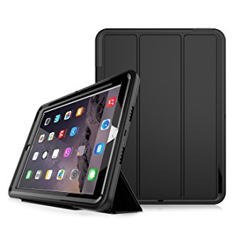 SYNTAK iPad 9.7 Case,iPad 2017 Case,iPad 5th Generation Case,Slim Heavy Duty Shockproof Rugged Cover Three Layer Hard PC Silicone Hybrid Impact Resistant Full Body Protective Case with Screen Protector,Black