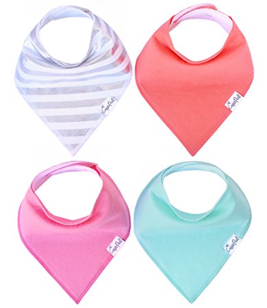 Baby Bandana Drool Bibs for Drooling and Teething 4 Pack Gift Set For Girls “Jewel Set” by Copper Pearl