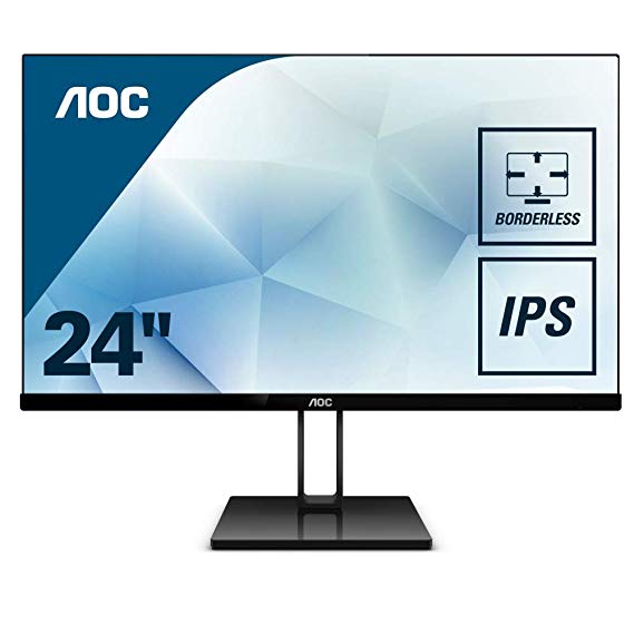 AOC 24V2Q 23.8" Widescreen IPS LED Black Monitor (1920x1080/5ms/HDMI/DP)
