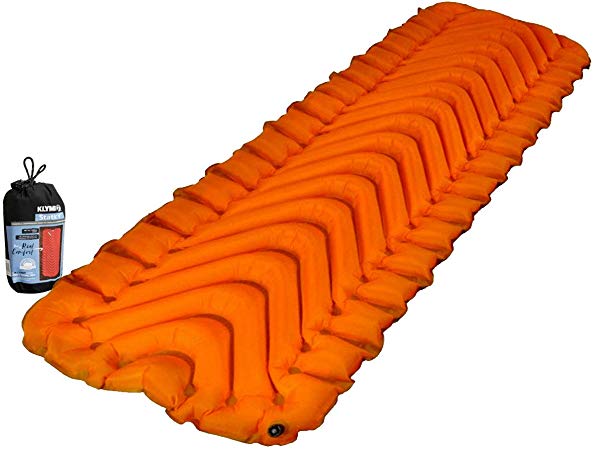 KLYMIT STATIC V Sleeping Pad, Lightweight, Outdoor Sleep Comfort, Best Camping Gear for Backpacking and Hiking, Inflatable Camping Mattress