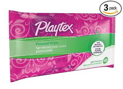 Playtex Personal Cleansing Cloths Refill Pack, Fresh Scent, 48-Count Package (Pack of 3)