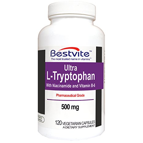 L-Tryptophan w/ B3 & B6 500mg (120 Vegetarian Capsules)