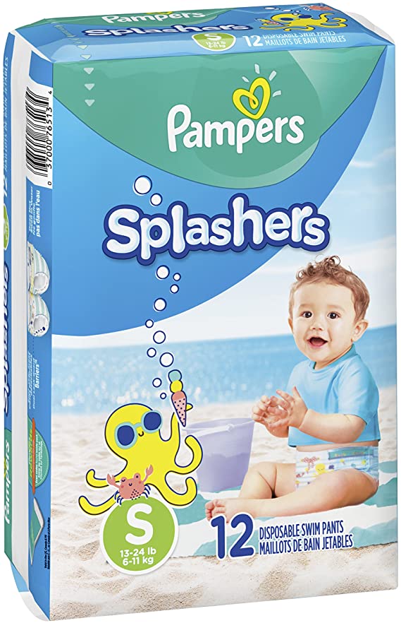 Pampers Splashers Swim Diapers Disposable Swim Pants, Small (13-24 lb), 12 Count