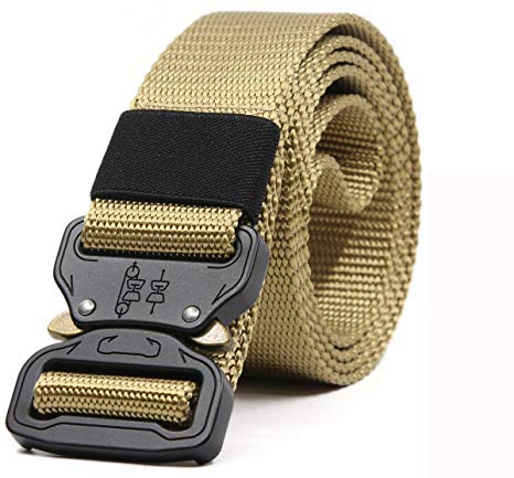 Tactical Belts with 2 Tactical Belt Keepers,Men's Rigger EDC 1.5" Military Combat Heavy Duty Nylon Waist Belt with Quick-Release Metal Buckle Key Ring Holder