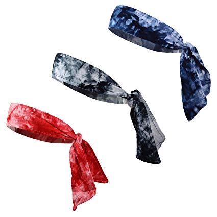 Kenz Laurenz Tie Back Headbands Moisture Wicking Athletic Sports Head Band You Pick Colors