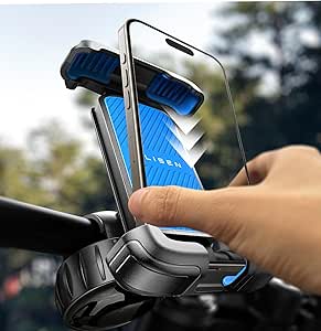 LISEN Bike Phone Mount Holder, [Ultra-Stable] [Easy Installation] 2024 Phone Holder for Bike with Upgraded Handlebar Clamp, Fit iPhone 15 Pro Max 14 13 All 4.5-7" Phones, Blue