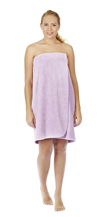 Arus Women's Adjustable Closure on Chest Turkish Cotton Spa Shower Bath Wrap