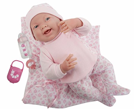 JC Toys 18780 La Newborn Soft Body Boutique Baby Doll, 15.5-Inch, Pink
