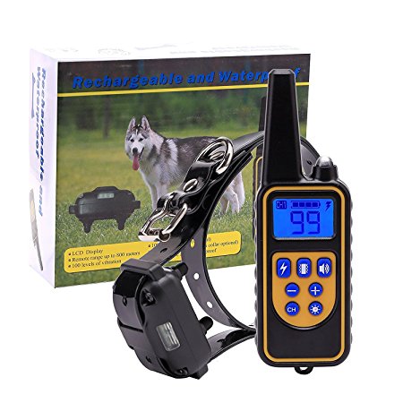 Rechargeable Electronic Dog Training Collar - EtekStorm (2017 New Design) Waterproof ,800 Yards Range Remote with Vibration , Shock and Beep Electronic Collar for Puppy,Small,Medium and Large Dog