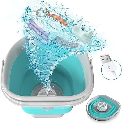 Portable Washing Machine, Small Washing Machine with 10L Foldable Laundry Tub, Mini Washer Perfect for Small Clothes Baby Clothes Socks Towels Underwear Apartment Dorm RV Travel Camping