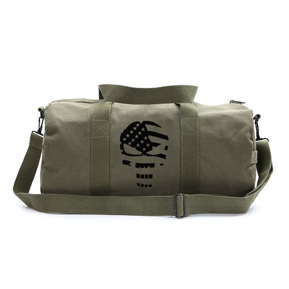 The Punisher Skull American Flag Vintage Army Canvas Duffel Sport Bags
