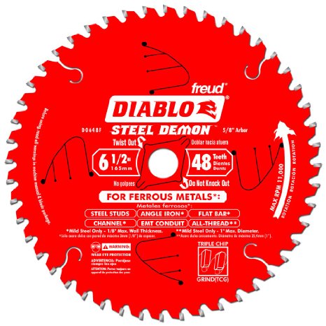 Freud Diablo D0648F 6-12 x 48-Tooth Steel Demon TCG Ferrous Cutting Circular Saw Blade 58 Arbor