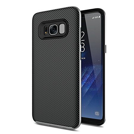 Olixar Carbon Fibre Galaxy S8 Case - Neo Hybrid - X-Duo - Silver - Dual Two Layered Protection