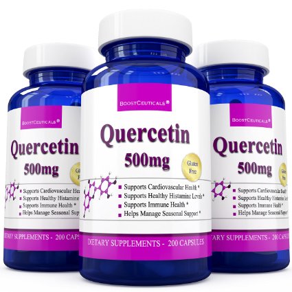 Boostceuticals Quercetin 500mg Antioxidant Antihistamine Immune Support 200 Count