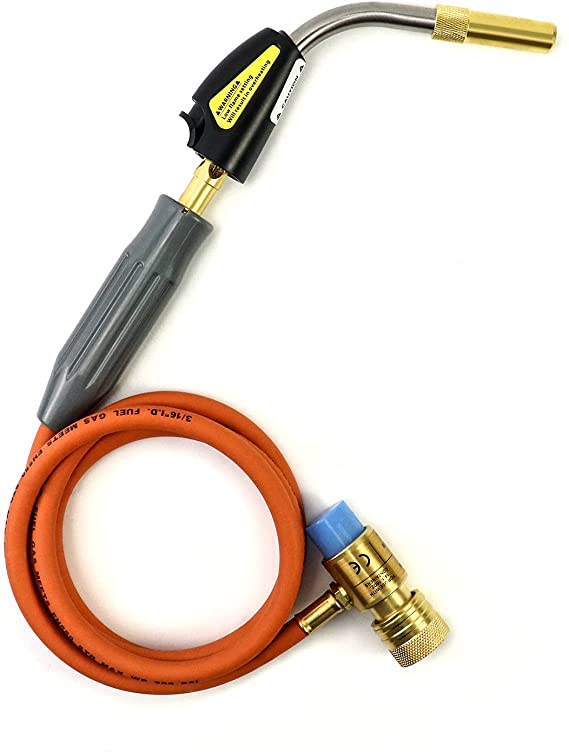 QWORK Self-Ignition Propane Soldering Torch, Turbo Torch Tips With Brass Head And Hose