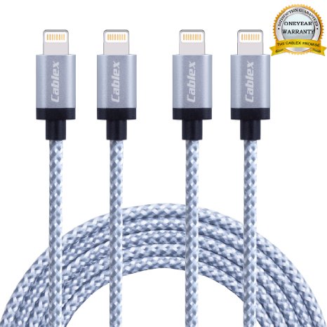 Cablex(TM)4Pack 6FT Extra Long Nylon Braided 8pin Lightning to USB Charging Cable Sync and Charging Cord with Aluminum Heads for iPhone 6/6s/6 plus/6s plus, 5c/5s/5/SE, iPad Air/Mini, iPod Nano/Touch