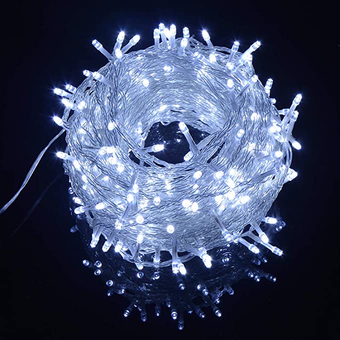 SOAIY 300 LEDs Ice White String Light 33M 108ft IP44 Waterproof Fairy String Lights Plug in Christmas Lights 8 Lighting Effects for Party Living Room Bedroom Patio Garden Xmas Wedding Decoration