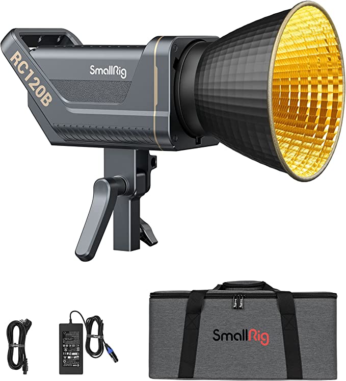 SmallRig RC 120B 120W Bi-Color Cob Video Light 52800Lux@1m 2700K-6500K On-Board and SmallGoGo App Control, TLCI 96  CRI 95 ,9 Lighting Effects Support AC Adapter & 14.4V/26V V-Mount Battery-3471