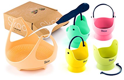 Instant Pot Accessories by Skoo. Silicone Vegetable Steamer Basket, Egg Poachers and Fork. Egg Cooker and Food Steamer Set for Stove Top, Pressure Cookers, Microwave Safe. (Spring Edition)