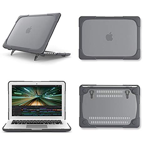 AUSMIX Macbook Pro 13 inch Case 2016-2018 Newest (A1706/A1708/A1989), Kickstand Hard Plastic & TPU Protective Case Heavy Duty Shockproof Matte Cover for 2016-2018 MacBook Pro Retina 13.3" - Grey