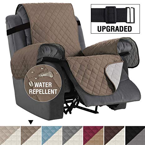 H.VERSAILTEX Reversible Recliner Cover Recliner Slipcover Recliner Furniture Protector 2" Elastic Strap Slip Resistant Water Repellent Slipcover Seat Width Up to 30" (Oversized Recliner, Taupe/Beige)